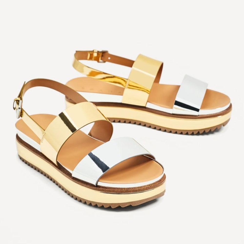 Zara metallic platform sandals size 5 / 35